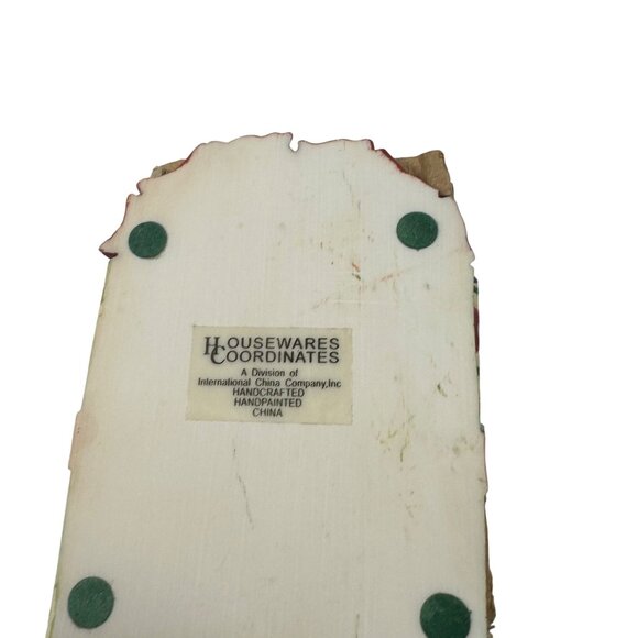 Susan Winget 4 Coaster Set w/ Christmas Tree Holder Ceramic Hand Painted Vintage - Picture 12 of 12